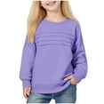 thumbnail image 1 of IVEYRTF Girls Solid Color Pullover Sweatshirt Long Sleeve Pullover Casual Outerwear for Kids Youth Active Wear Soft Everyday Jacket for School Play(Purple#1,5 Years), 1 of 8