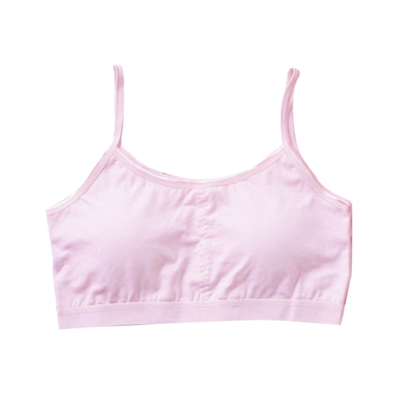 IVEYRTF Girls Solid Color Wireless Bra Breathable Sleeveless Design School Daily Wear Modest Coverage Comfort Fit Bralette Bra(Pink,13-14 Years)