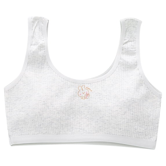 IVEYRTF Girls Training Bra Lightweight Breathable School Daily Wear Comfort Fit Wire Free Design Bralette Starter Bra(Gray,5-6 Years)