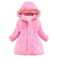 thumbnail image 1 of IVEYRTF Girls Warm Winter Jacket with Hood Mid Long Length Windproof Coat for Cold Weather Soft Breathable Kids Outerwear Zipper Closure Active(Pink,10 Years), 1 of 9