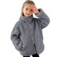 thumbnail image 1 of IVEYRTF Kids Winter Fleece Jacket Warm Outwear Double Zipper Closure Windproof Coat for Boys and Girls Toddler Cold Weather Cozy Outerwear Everyday Wear(Gray,11-12 Years), 1 of 5