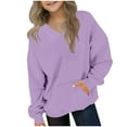 thumbnail image 1 of IVEYRTF Kids Boys Girls Casual Long Sleeve Hooded Sweatshirt Cute Fleece Pocket Hoodie Tops for Valentines Day Holiday Party Birthday Casual Wear Soft Breathable Fabric(Purple#3,5 Years), 1 of 8