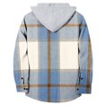 thumbnail image 1 of IVEYRTF Kids Boys Girls Checkered Hooded Coat Cotton Fall Winter Casual Button Front Outerwear Everyday Top for Children 3-13 Years(Blue,8 Years), 1 of 4