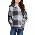 thumbnail image 1 of IVEYRTF Kids Boys Girls Plaid Double-Faced Fleece Hooded Coat with Pockets Fall Winter Warm Windproof Casual Jacket Outerwear for Children 5-15 Years(Gray,11 Years), 1 of 7