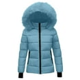 thumbnail image 1 of IVEYRTF Kids Boys Girls Winter Hooded Coat Long Sleeve Zipper Jacket Warm Faux Fleece Outerwear Soft Comfortable Casual Playwear Everyday Top for Cold Weather(Blue,13-14 Years), 1 of 4