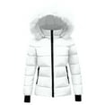 thumbnail image 1 of IVEYRTF Kids Boys Girls Winter Hooded Coat Long Sleeve Zipper Jacket Warm Faux Fleece Outerwear Soft Comfortable Casual Playwear Everyday Top for Cold Weather(White,13-14 Years), 1 of 4