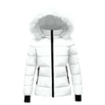 thumbnail image 1 of IVEYRTF Kids Boys Girls Winter Hooded Coat Long Sleeve Zipper Jacket Warm Faux Fleece Outerwear Soft Comfortable Casual Playwear Everyday Top for Cold Weather(White,7-8 Years), 1 of 4
