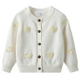 thumbnail image 1 of IVEYRTF Kids Embroidered Heart Long Sleeve Knit Cardigan Sweater Jacket Cute Soft Fleece Cozy Warm Tops Outerwear for Toddler Boys Girls Casual Party Holiday Photo(White,6-7 Years), 1 of 9
