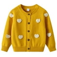 thumbnail image 1 of IVEYRTF Kids Embroidered Heart Long Sleeve Knit Cardigan Sweater Jacket Cute Soft Fleece Cozy Warm Tops Outerwear for Toddler Boys Girls Casual Party Holiday Photo(Yellow,8-9 Years), 1 of 8