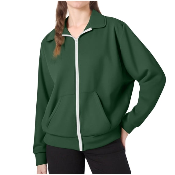 IVEYRTF Kids Fashion Long Sleeve Top Fashion Zipper Casual Outerwear Jacket with Pockets Comfortable sweatshirts for Everyday Wear Boys Girls(Army Green,5-6 Years)