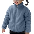 thumbnail image 1 of IVEYRTF Kids Faux Fleece Lined Zipper Jacket Long Sleeve Stand Collar Casual Warm Winter Outerwear for Boys Girls Soft Cozy Pullover Top for Cold Weather Wear(Light Blue,3-4 Years), 1 of 5