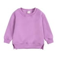 thumbnail image 1 of IVEYRTF Kids Fleece Pullover Top Soft Warm Casual Wear Long Sleeve Crewneck Sweater for Boys Girls Toddler Children Outerwear Winter Fall Cozy Daily Playwear Holiday(Purple,8 Years), 1 of 4