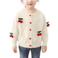 thumbnail image 1 of IVEYRTF Kids Girls Cherry Jacquard Cardigan Sweater Long Sleeve Cozy Fall Winter Sweet Cute Plush Cover-up Tops Everyday Wear for Children 2-8 Years(White,3 Years), 1 of 9