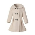 thumbnail image 1 of IVEYRTF Kids Girls Winter Solid Color Long Trench Coat Casual Buttons Tops Thickened Warm Outwear Long Sleeve Hoodless Jacket for Children(Beige,4 Years), 1 of 7