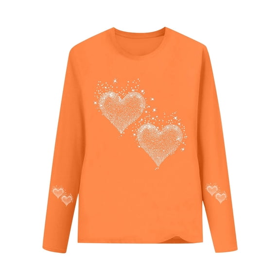 IVEYRTF Kids Heart Pattern Long Sleeve Round Neck Pullover Shirt Spring Summer Casual Top Soft Cotton Comfortable Layering Piece for Daily Wear(Yellow,2-3 Years)