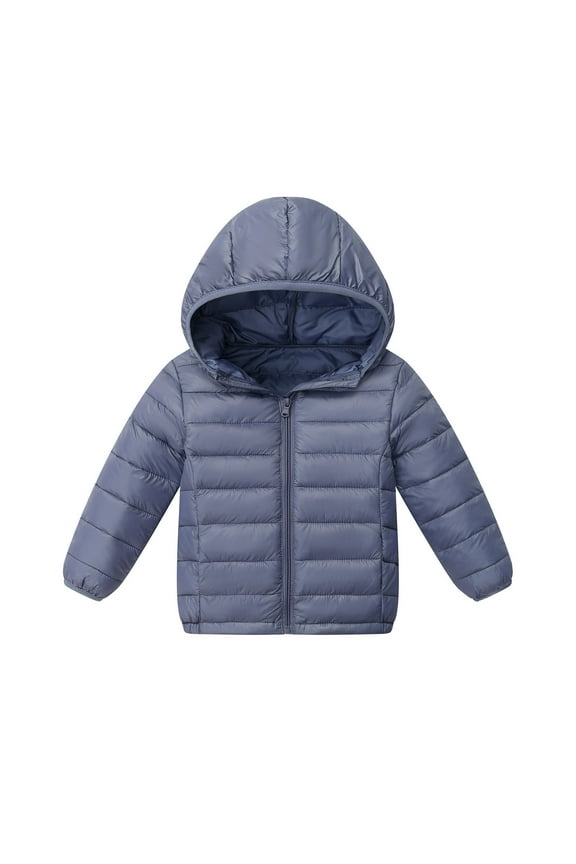 Kids Lightweight Down Jacket Warm Winter Coat Full Zip up Hooded Outerwear for Children Boys Girls Casual Daily Wear Outdoor Activities(Gray#1,4 Years)