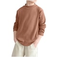 thumbnail image 1 of IVEYRTF Kids Long Sleeve Undershirt Solid Color Top Soft Round Neck Base Layer Warm Fleece Lined Shirt for Girls and Boys Childrens Casual Wear Everyday(Coffee,9 Years), 1 of 4
