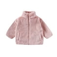 thumbnail image 1 of IVEYRTF Kids Long Sleeve Zip Up Fleece Jacket Warm Tops No Hood Outdoor Play Soft Comfortable Breathable Fabric Stand Collar Pockets Daily Wear Travel(Pink#1,3 Years), 1 of 5
