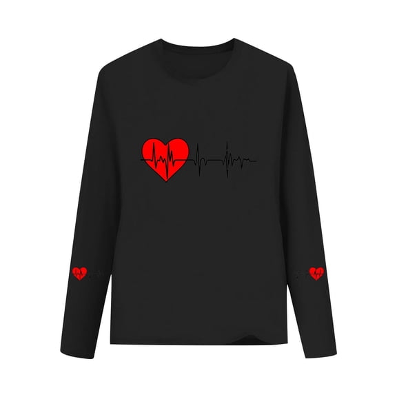 IVEYRTF Kids Love Letter Print Long Sleeve Round Neck Pullover Casual Shirt Spring Summer Wear Comfortable Top for School and Activities(Black,9-10 Years)