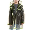 thumbnail image 1 of IVEYRTF Kids Raincoat Clear Lace Trim Rainwear Hooded One Piece Full Protection Waterproof Wear for Rainy Weather Play Comfort Fit Cute Style Raincoat(Green,M), 1 of 4