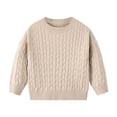 thumbnail image 1 of IVEYRTF Kids Solid Color Cable Knit Sweater Long Sleeve Round Neck Pullover Soft Warm Comfortable Winter Casual Tops for Children Boys Girls Cozy Everyday Wear(Khaki,6-7 Years), 1 of 7
