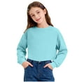 thumbnail image 1 of IVEYRTF Kids Solid Color Cropped Crewneck Sweatshirt Long Sleeve Casual Top for Boys and Girls Comfortable Pullover for Daily Wear Soft Shirt(Sky Blue,9 Years), 1 of 9