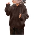 thumbnail image 1 of IVEYRTF Kids Solid Color Hooded Knit Sweater Long Sleeve Casual Comfortable Fall Winter Cozy Cardigan Outerwear Top for Children 2-12 Years(Brown,8 Years), 1 of 7
