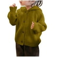 thumbnail image 1 of IVEYRTF Kids Solid Color Hooded Knit Sweater Long Sleeve Casual Comfortable Fall Winter Cozy Cardigan Outerwear Top for Children 2-12 Years(Yellow,11 Years), 1 of 7