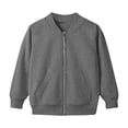 thumbnail image 1 of IVEYRTF Kids Solid Color Hoodless Jacket Long Sleeve Casual Coat with Pockets Comfortable Outerwear for Boys and Girls Fall Season Wear Lightweight Jacket for Cool Days(Dark Gray,5 Years), 1 of 7