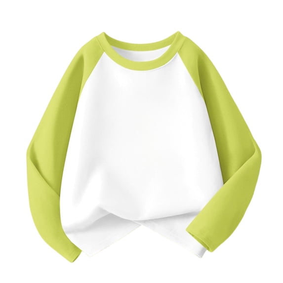 IVEYRTF Kids Solid Color Long Sleeve Shirt Raglan Sleeve Comfortable Daily Wear Soft Basic Top for Toddlers and Children Cozy Pullover Playwear Casual Outfit(Green,3 Years)