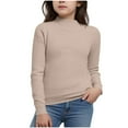 thumbnail image 1 of IVEYRTF Kids Solid Color Mock Neck Knit Sweater Long Sleeve Fall Winter Warm Comfortable Everyday Knitwear for Boys Girls 1-13 Years(Beige,7 Years), 1 of 5