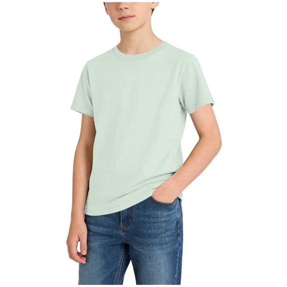 IVEYRTF Kids Solid Color Round Neck Short Sleeve T-Shirt Casual Comfort Top for Everyday Tops School Play Versatile Basic Style Tee(Mint Green,2-3 Years)