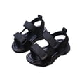 thumbnail image 1 of IVEYRTF Kids Solid Color Soft Sole Sandals Hook and Loop Closure Comfortable Breathable Outdoor Casual Shoes Non Slip Footwear for Daily Activities Summer Casual Footwear(Black,3-3.5 Year), 1 of 3