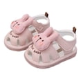 thumbnail image 1 of IVEYRTF Kids Squeaky Shoes Bunny Print Leisure Sandals Hook and Loop Closure Breathable Soft Sole Non Slip Summer Walking Footwear for Daily Activities(Pink,9-12 Months), 1 of 5