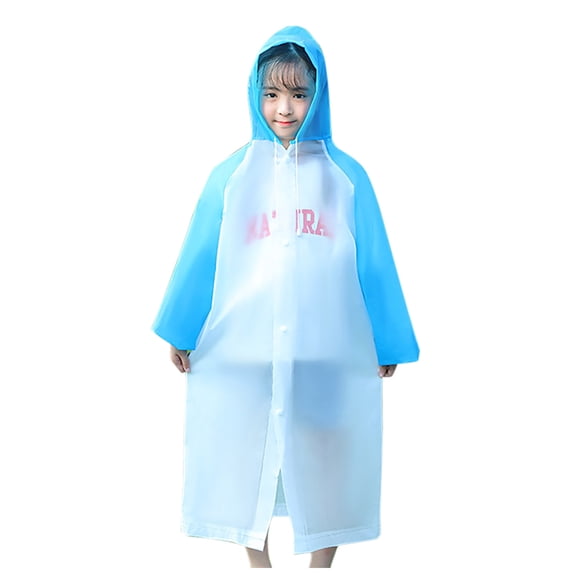 IVEYRTF Kids Sun Protection Waterproof Raincoat Lightweight Breathable Snap Closure for Outdoor Family Activities Rainy Day Wear Comfort Fit Hooded Long Rain Jacket(Blue,Free Size)