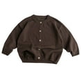 thumbnail image 1 of IVEYRTF Kids Sweater Solid Color Spring Fall Long Sleeved Fleece Knit Button Cardigan Long Sleeved Round Neck Soft Sweater for Children 3-8 Years(Coffee,6 Years), 1 of 7