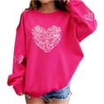 thumbnail image 1 of IVEYRTF Kids Valentine Day Print Fleece Lined Crewneck Pullover Sweatshirt Long Sleeve Casual Loose Tops for Boys Girls Soft Warm Cozy Playwear Fall Winter Holiday(Hot Pink#2,5-6 Years), 1 of 5