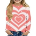 thumbnail image 1 of IVEYRTF Kids Valentine's Print Long Sleeve Shirt Crewneck Pullover Top Soft Casual Blouse for Girls Toddler Youth Round Neck Tee Everyday Outfit Holiday Party Wear(Orange#1,3 Years), 1 of 5