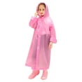 thumbnail image 1 of IVEYRTF Kids Waterproof Breathable Rain Jacket Lightweight Snap Button for Outdoor Adventures Rainy Weather Protection Comfort Fit Adjustable Hood Long Sleeve Raincoat(Pink,Free Size), 1 of 4