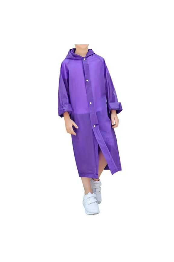 Kids Waterproof Breathable Rain Jacket Lightweight Snap Button for Outdoor Adventures Rainy Weather Protection Comfort Fit Adjustable Hood Long Sleeve Raincoat(Purple,Free Size)