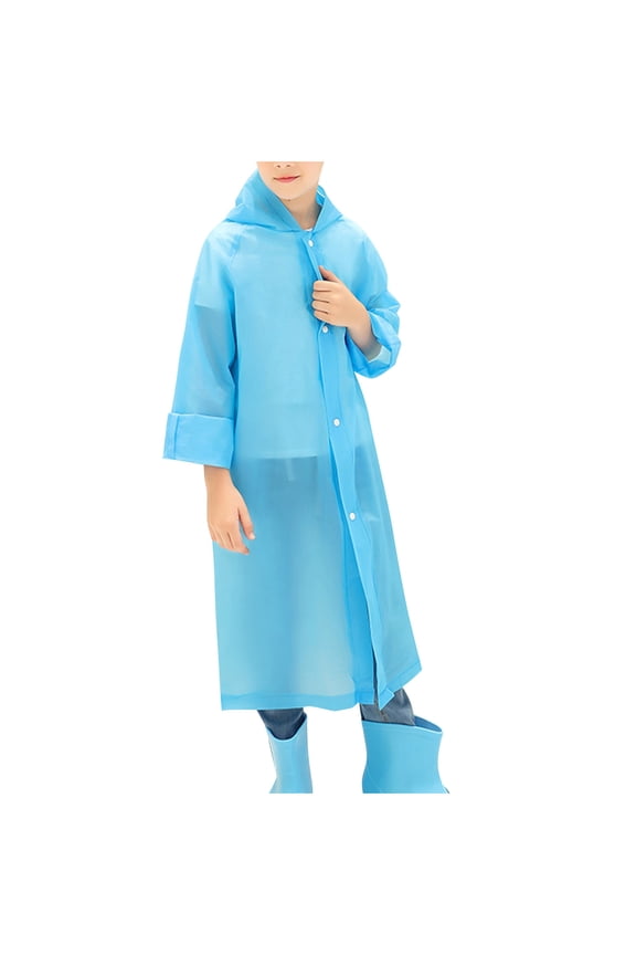 Kids Waterproof Breathable Rain Jacket Lightweight Snap Button for Outdoor Adventures Rainy Weather Protection Comfort Fit Adjustable Hood Long Sleeve Raincoat(Blue,Free Size)