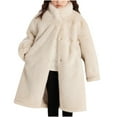 thumbnail image 1 of IVEYRTF Kids Winter Coat Long Sleeve Stand Collar Button Closure Outerwear Casual Loose Tops for Boys Girls Childrens Fashion Thick Warm Long Coat(Beige,8-10 Years), 1 of 9