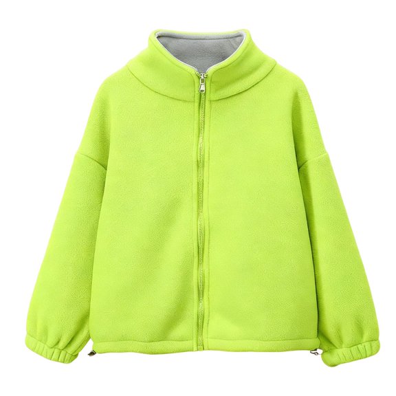 IVEYRTF Kids Winter Zipper Fleece Jacket Casual Cardigan for Boys and Girls Thick Warm Tops Soft Breathable Fabric Daily Wear Travel Home Holiday Outfit(Green,9-10 Years)