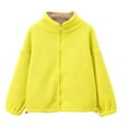 thumbnail image 1 of IVEYRTF Kids Winter Zipper Fleece Jacket Casual Cardigan for Boys and Girls Thick Warm Tops Soft Breathable Fabric Daily Wear Travel Home Holiday Outfit(Yellow,5-6 Years), 1 of 7