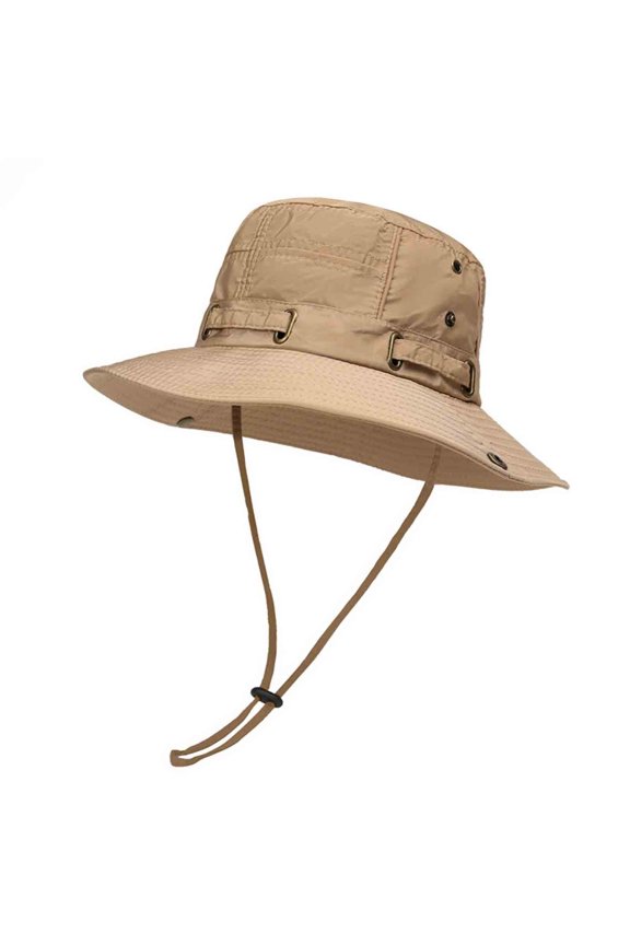 Men Womens Solid Color Vintage Bucket Hat with Wide Brim Adjustable Cord and Snap Closure for Outdoor Sun Protection Breathable Comfort Hat
