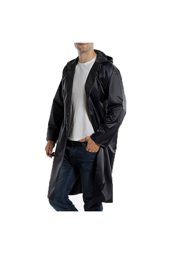 Men's Heavy Raincoat Hiking Outdoor Activities Waterproof Breathable Comfort Fit Long Sleeve Jacket Rainwear(Navy,Free Size)