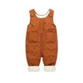 thumbnail image 1 of IVEYRTF Toddler Boys Girls Bodysuit Fleece-Lined Overalls Thermal Cozy Winter Wear Fall Winter Warm Coveralls for Kids 1-5 Years(Coffee,2-3 Years), 1 of 3