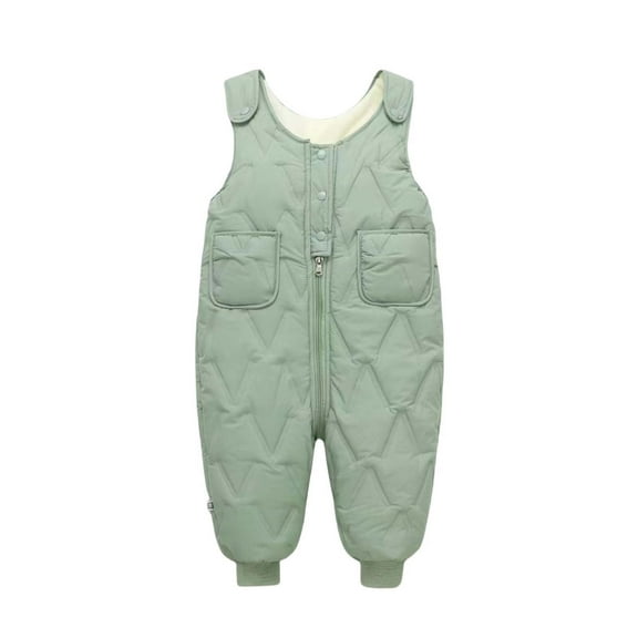 IVEYRTF Toddler Boys Girls Bodysuit Fleece-Lined Overalls Thermal Cozy Winter Wear Fall Winter Warm Coveralls for Kids 1-5 Years(Green,6-12 Months)