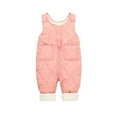 thumbnail image 1 of IVEYRTF Toddler Boys Girls Bodysuit Fleece-Lined Overalls Thermal Cozy Winter Wear Fall Winter Warm Coveralls for Kids 1-5 Years(Pink,12-24 Months), 1 of 3