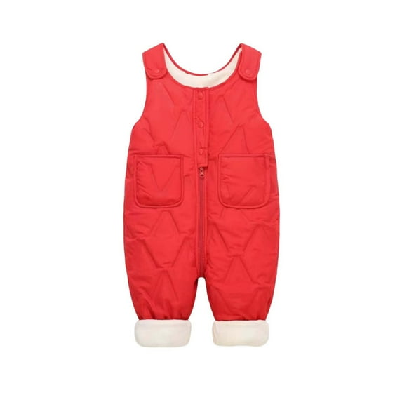 IVEYRTF Toddler Boys Girls Bodysuit Fleece-Lined Overalls Thermal Cozy Winter Wear Fall Winter Warm Coveralls for Kids 1-5 Years(Red,3-5 Years)